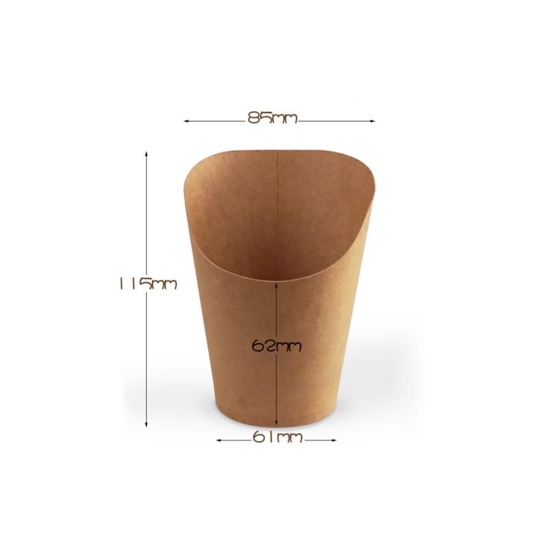 100pcs 14oz Kraft Paper Cup Holder Disposable Take-Out Egg Puff French Fries Chips Snacks Dipping Cups Party Supplies