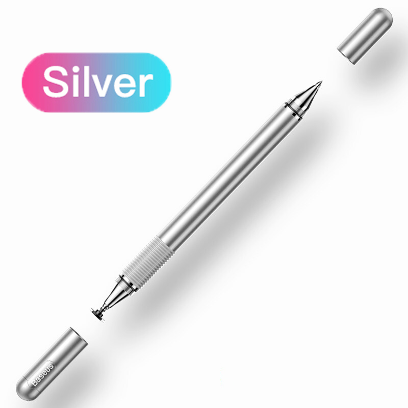 Baseus 2 in 1 Stylus Pen for Tablet Smartphone Universal Capacitive Pencil For iPad iPhone Samsung Surface Android IOS Xiaomi: Silver