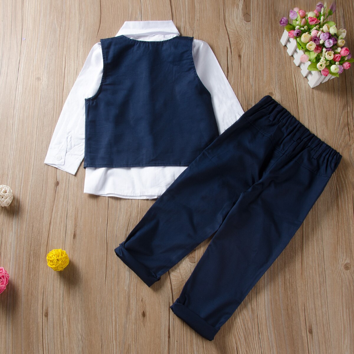 freundlicher Baby jungen anzug Gentleman langarm hemd + krawatte weste + hosen 3Stck formale freundlicher kleidung