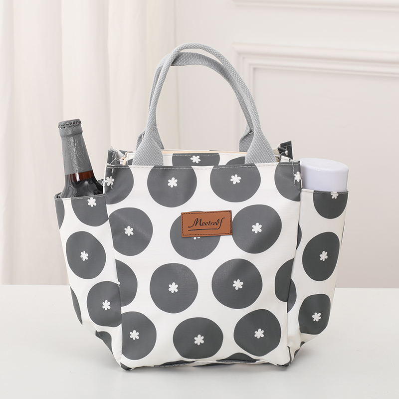 Pracownicy biurowi wychodzą z ryżową torbą na lunch termiczna torba bento modna torba płócienna torba do noszenia w ręku torba dla mamy: Black