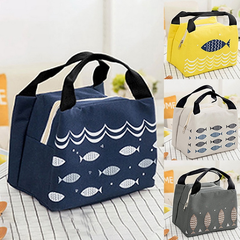 Vis Afdrukken Lunchbox Voor Camping Benodigdheden Koeler Picknick Zakken Geïsoleerde Thermische Lunch Bag School Voedsel Zak Vrouwen Strand Handtassen