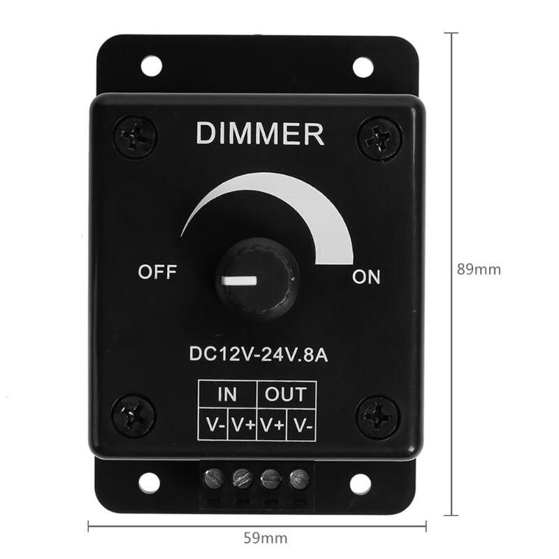 Black LED Dimmer Switch DC 12V 24V 8A Adjustable Brightness Lamp Bulb Strip Driver Single Color Light Power Supply Controller