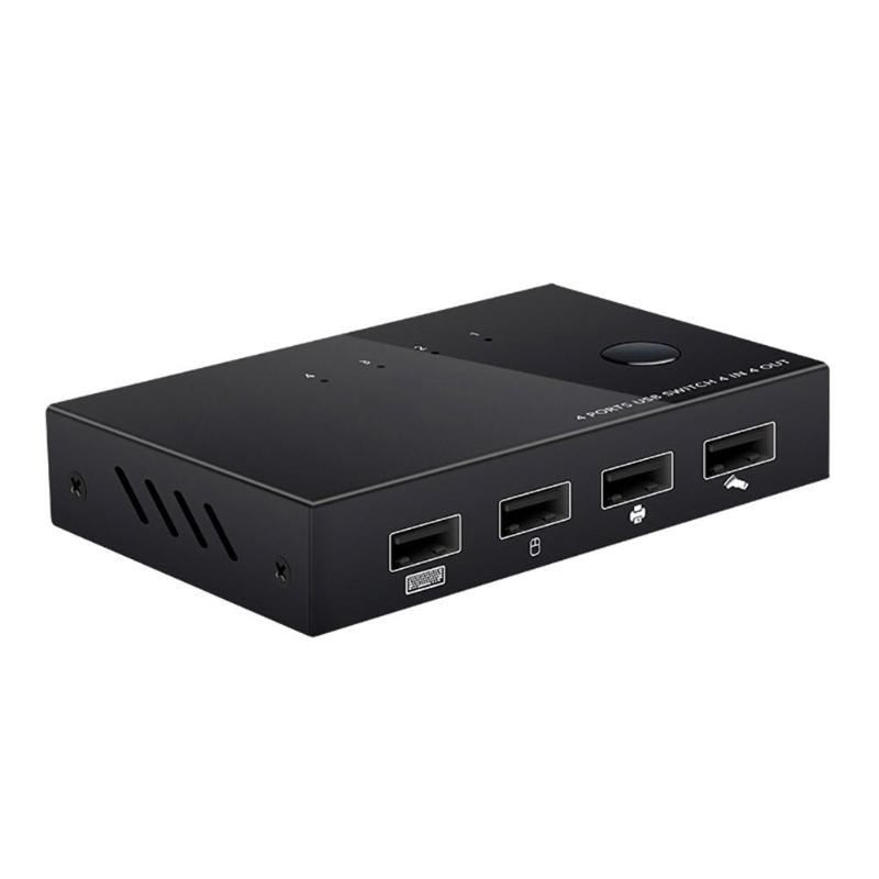 4 Port USB 2.0 KVM Switch Box Plug and Play for Keyboard Mouse Printer 2 PC Sharing Splitter Switcher Hard Disk Card Reader
