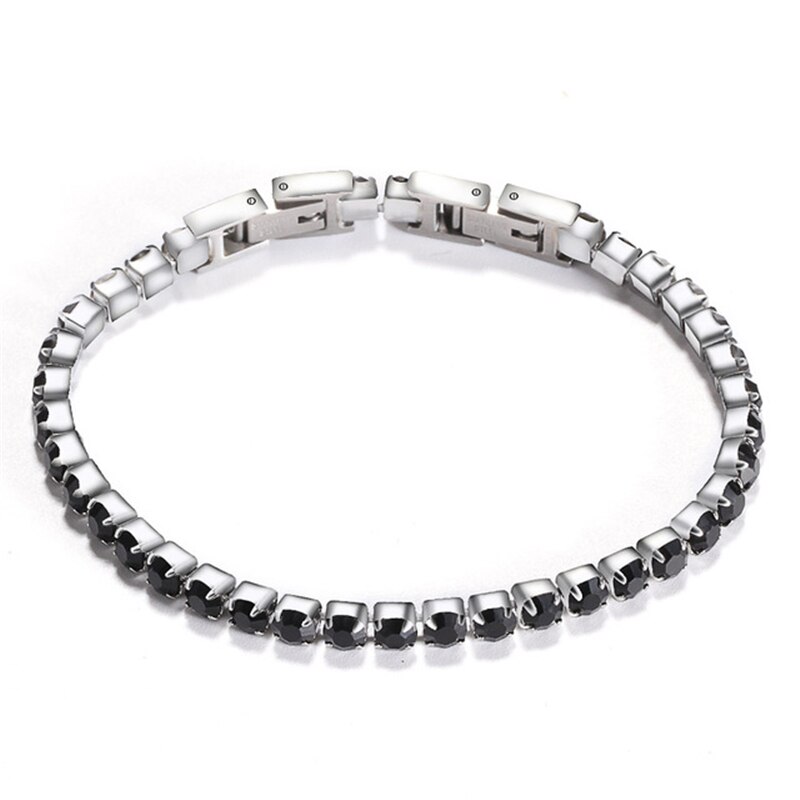 Adjustable and removable titanium steel double buckle zircon bracelet women's stainless steel simple tennis chain