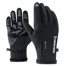 Koude-proof Unisex Waterdichte Winter Handschoenen met Rits Fietsen Pluis Warme Handschoenen Voor Touchscreen Winddicht Anti Slip voor Skiën