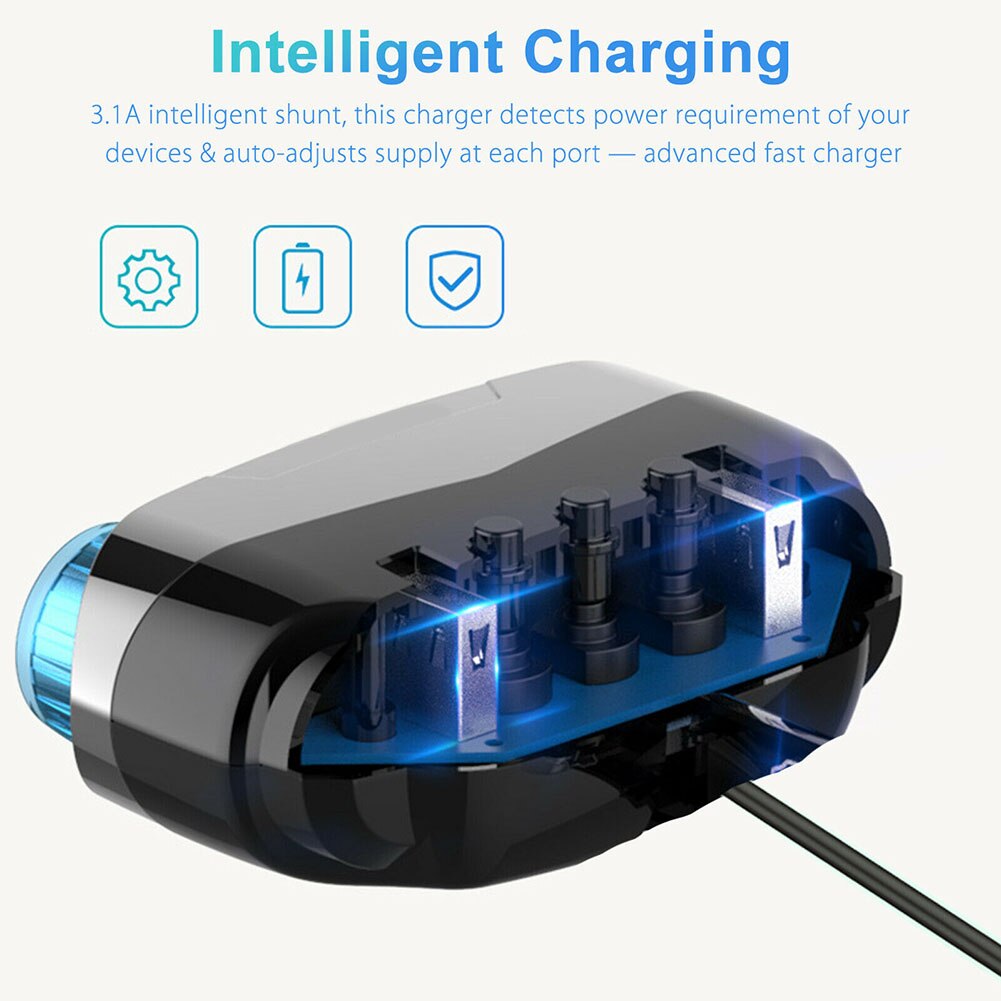 Universele 3 -weg auto sigarettenaansteker aansluiting verdeler dubbele usb autolader stroomadapter met schakelaar autobenodigdheden