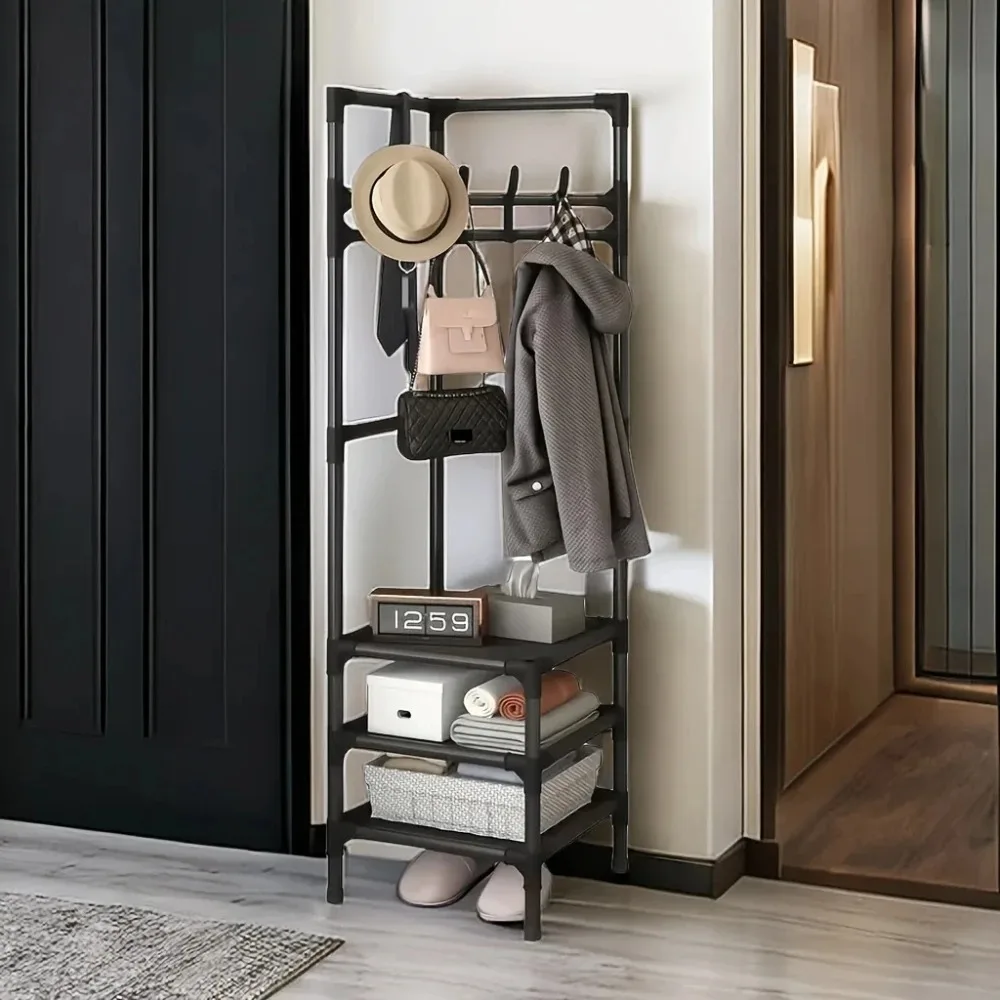 Perchero esquinero para ropa de dormitorio, perchero de pie para ahorrar espacio, percheros para ropa, mesita de noche sencilla, estantería de pie
