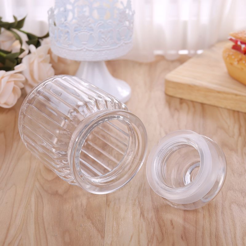 SOCOSY Koninklijke reliëf zonnebloem helder glas apotheek pot met deksels, snoep pot containers bruiloft snoep buffet potten kristal sieraden doos voedsel pot 7 oz