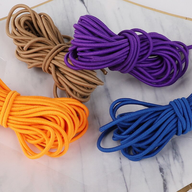 Cuerda elástica de 5 metros de largo, 2,5mm de ancho, banda de goma redonda colorida de , línea elástica para accesorios de costura artesanal