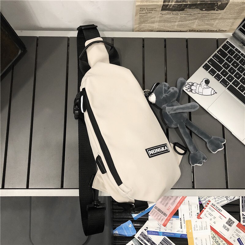 Original Brand Chest Bag Girls Sports Satchel Ins Japanese Brand Messenger Bag Simple Casual Couple Shoulder Bag: white-guajian