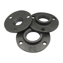 1PC 1/2" 3/4" 1" Decorative Flange Black Iron Flange Pipe Floor Fitting Wall Mount Three Bolt Holes BSP Thread For Home Hardware