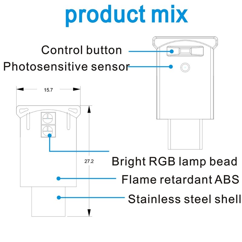 Mini type-c led rgb ympäristön valon kirkkaus säädettävä 8 väriä vaihdettava lamppu