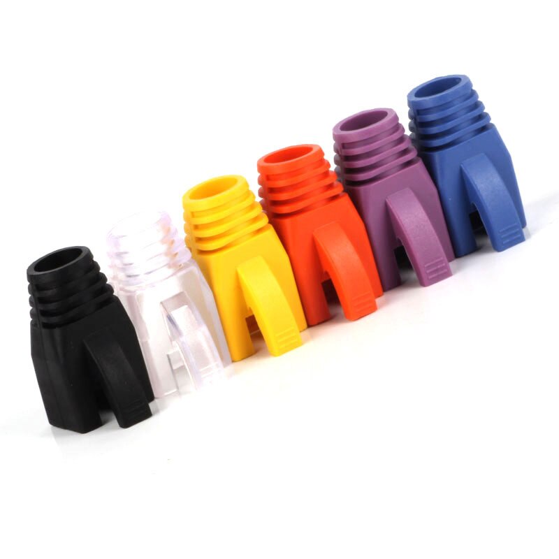 Hohe Bunte Cat6 RJ45 Anschluss Kappen 7MM 8MM Cat6A CAT7 Stecker Stiefel Netzwerk Ethernet Kristall Kopf mantel Staub Abdeckungen: Mixed color / 7MM