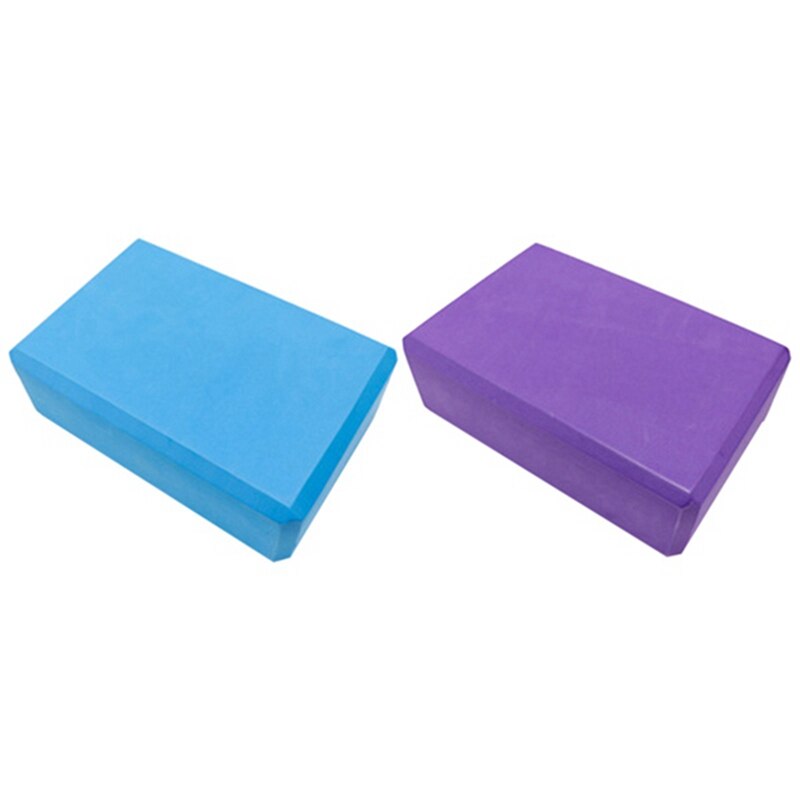 4PCS Gym Blocks Foam Brick Training Exercise Fitness Set Tool Yoga Bolster Pillow Cushion Stretching-Purple & Blue