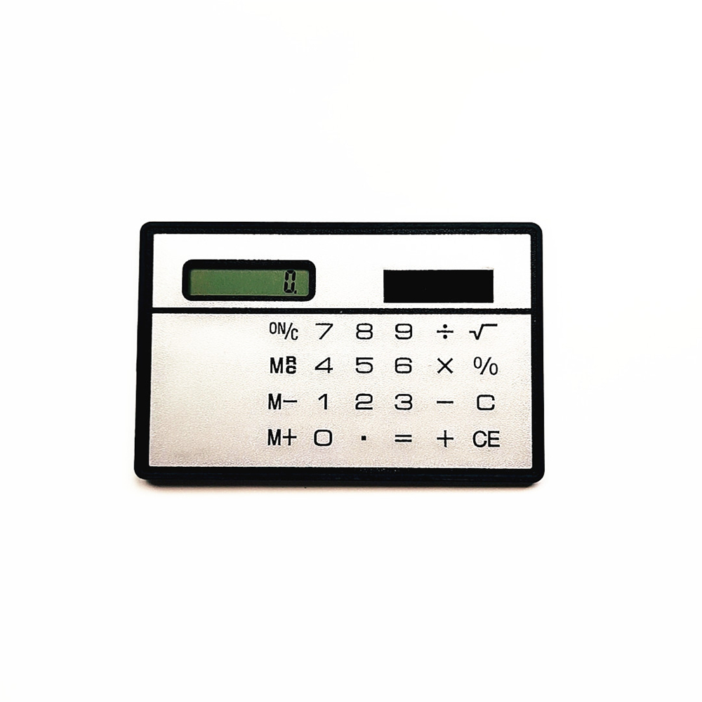 1 PCS Mini Calculator Ultra-thin Credit Card Size 8-digit Portable Solar Pocket Calculator Office and School Supplies: silver