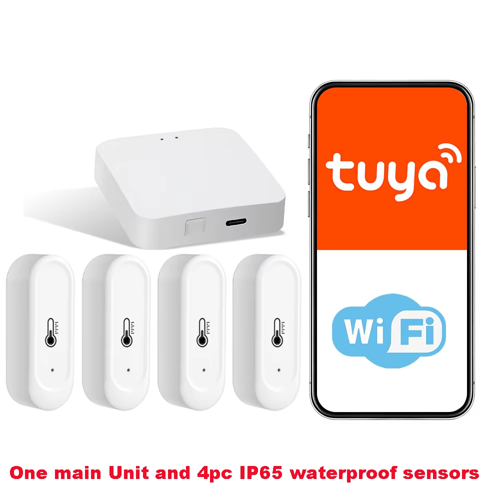Tuya-estación meteorológica WIFI RF433, Kit de termómetro inalámbrico, Sensor de temperatura y humedad interior, monitoreo remoto de teléfono: Azul