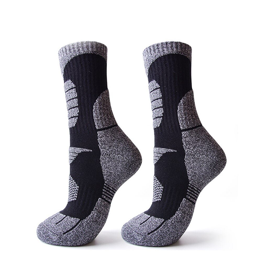 1 Pair Absorb Sweat Non Slip Mountaineering Outdoor Snowboard Winter Skiing Socks Middle Tube Soft Warm Sports Home Breathable: Black