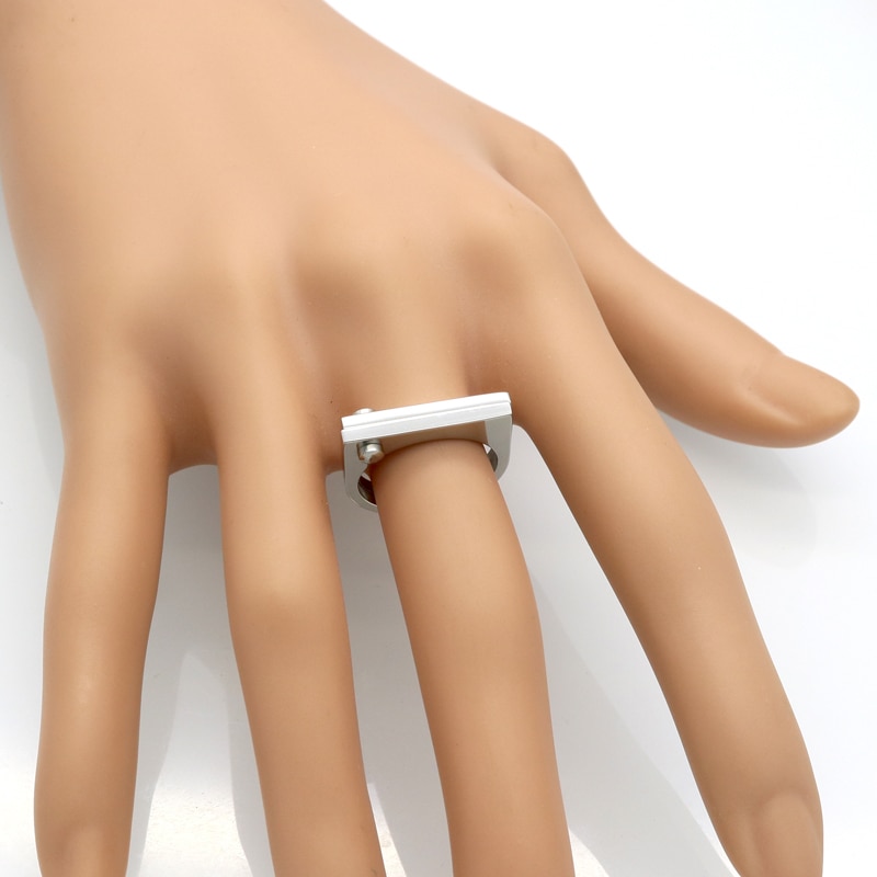 Flad bøjle tag ring punk skrue finger ring rosa guld farve ringe til kvinder titanium stål ring smykker