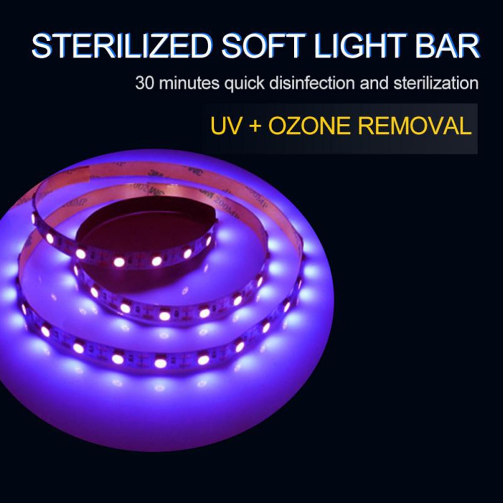 1M UV Sterilizer LED Strip Light UV Lamp USB UV-C Lamp Sterilization Household Sterilizing Lamp 5V 3W