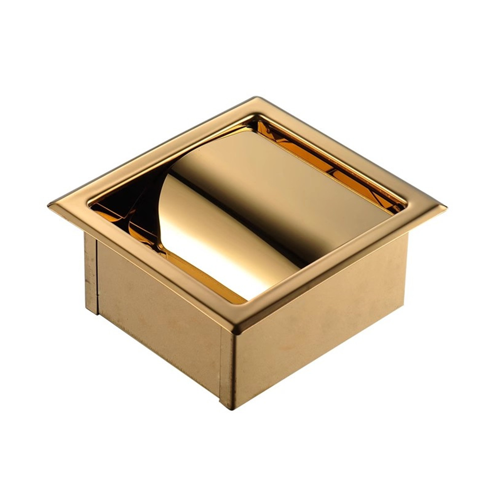 Gold In-wall Bathroom Paper Holder Rose Gold SUS Bathroom Paper roll Holder Black Towel Rack Toilet Paper Holder Tissue Box