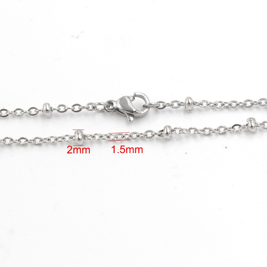 5pc 316L Stainless Steel 45 50 55 60cm Long Rolo Cable Chain Necklace Gold Steel Rose Gold 3mm Ball Bead Necklace Chain Jewelry: steel tone 1.5mm / 55cm chain