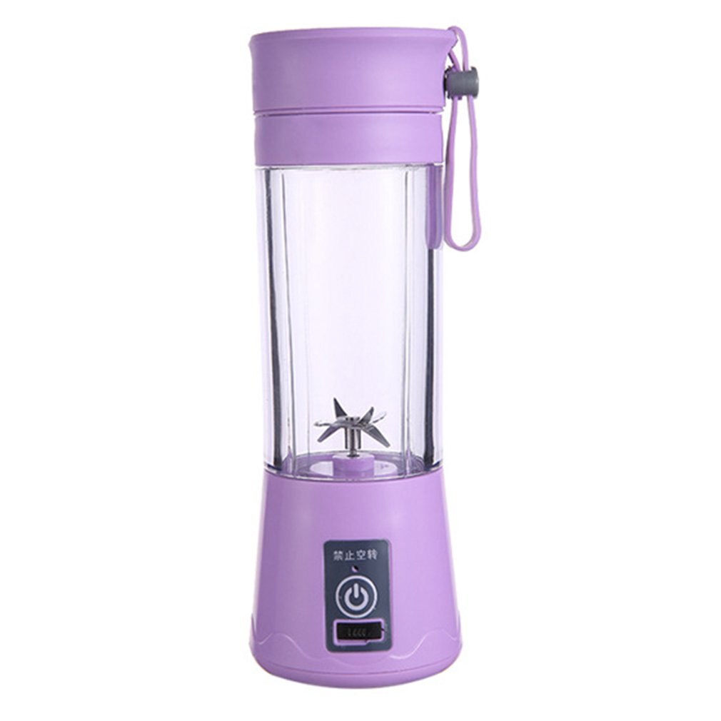 380ml Portable Juicer Electric USB Rechargeable Smoothie Blender Machine Mixer Mini Juice Cup Maker fast Blenders food processor: 6 Blades Purple