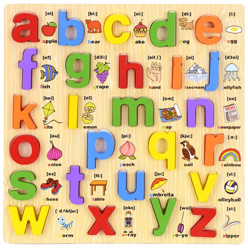 Enfants apprenant la lettre majuscule minuscule Alphabet conseil langue jouets éducatifs en bois pour enfants lettre Scrabble,B: Default Title