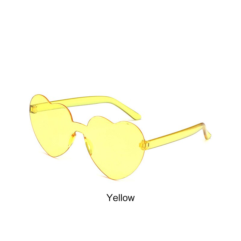 Hartvormige zonnebrillen dames heren merk randloze golfbrillen luxe trendy smalle zonnebrillen streetwear: Geel