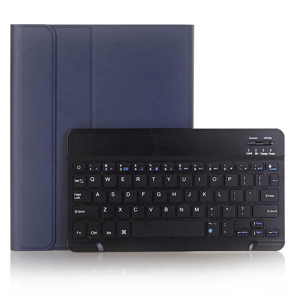 Wireless Keyboard For iPad 10.2 inch Case PU Leather Flip Stand Cover For iPad 7th Gen 10.2" Backlit Bluetooth Keyboard: Blue-Black