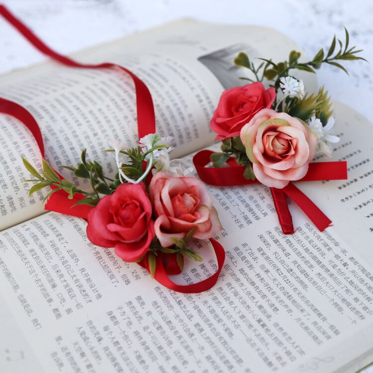 Skog älva bröllop blommor brudtärna handled blommor bästa man blomma tillbehör bröllop tillbehör  zr001: E-wrist-boutonnieres