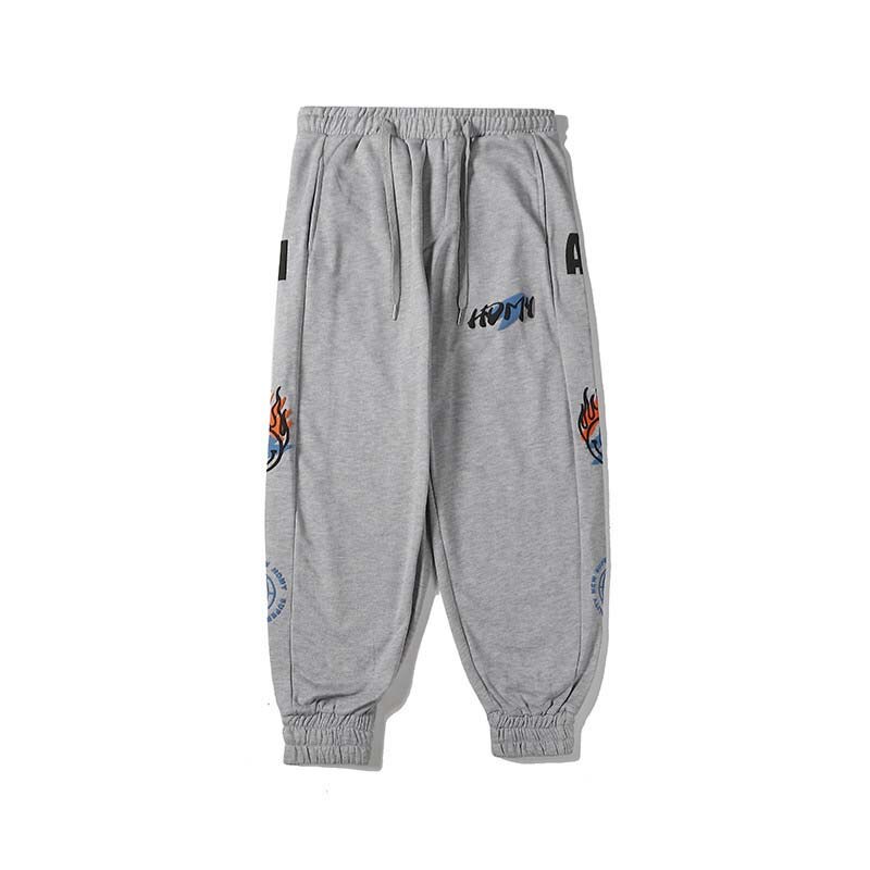 Uncledonjm casual urheilu verkkarit miesten löysät street nilkkanauhat housut joustava vyötärö kiristysnyöri leggingsit housut hd -b070: L / Harmaa