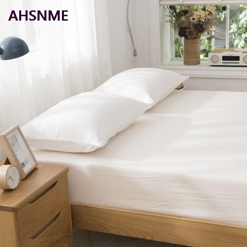 AHSNME 100% sábanas de algodón Super suave ropa de cama Cool verano Blanco Simple sábana súper ajustada 90-180x200cm