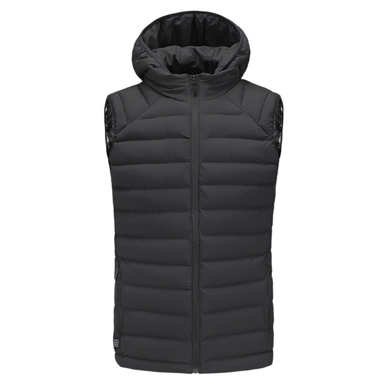 Ropa de calefacción eléctrica para exteriores, chaleco eléctrico con carga USB, accesorios para mantener el calor al aire libre, esquí, pesca: Negro / L