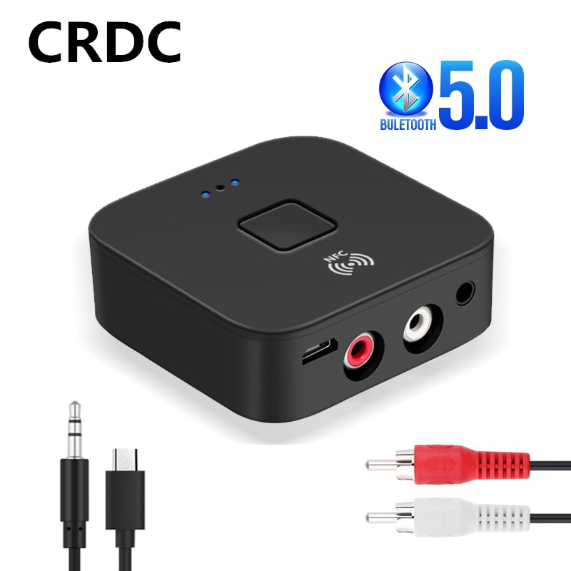 CRDC Bluetooth 5.0 Ontvanger NFC 3.5mm AUX 2RCA Jack Hifi & Stereo Bluetooth Auto Draadloze Adapter Muziek 3.5 Audio ontvanger Auto OP