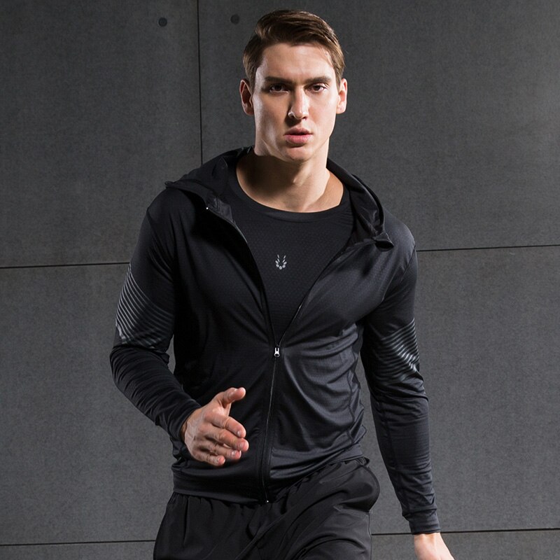Vansydical fitness urheilutakki miesten hupullinen urheiluasu juoksupaita pitkähihainen toppi fitness bodybuild crossfit takit: Mbf 72803 / S