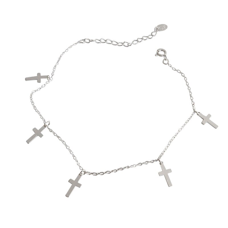 Zilver Enkelbandje Enkelbanden Sterling 925 Jwelry Voor Vrouwen Cross Enkelband Party Cadeaus Voor Meisjes Sieraden Joyeria Fina Acessorios