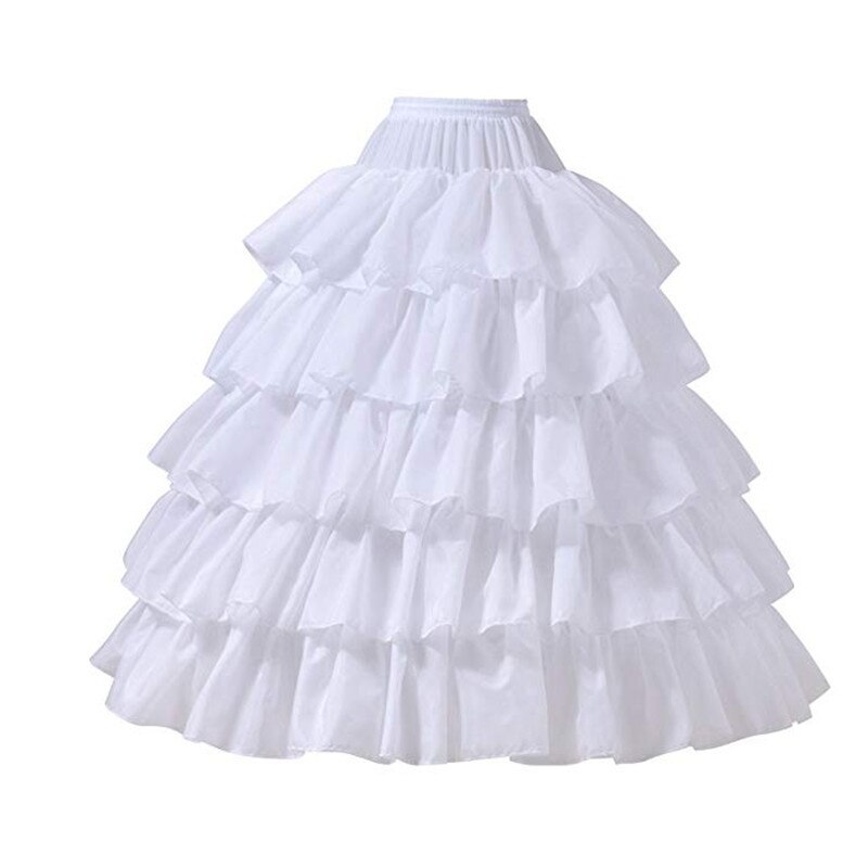 Falda larga de tul de 5 capas para mujer, enagua de 4 aros, suave, para boda, graduación, ropa interior, enagua larga de crinolina