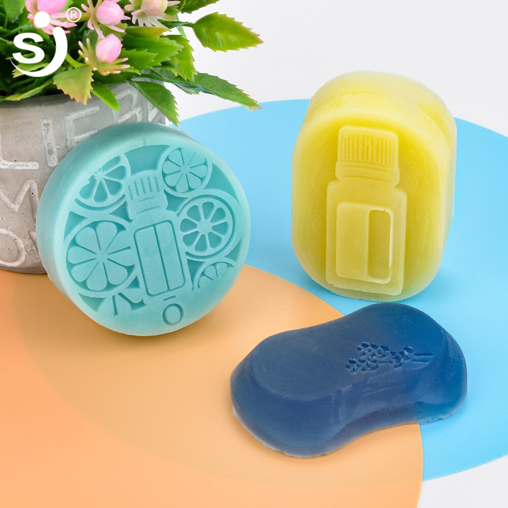 SJ moule à savon réutilisable en Silicone | Moule rond ovale carré pour le bricolage, fabrication de savon 3D forme de savon artisanale 6 motifs faits à la main