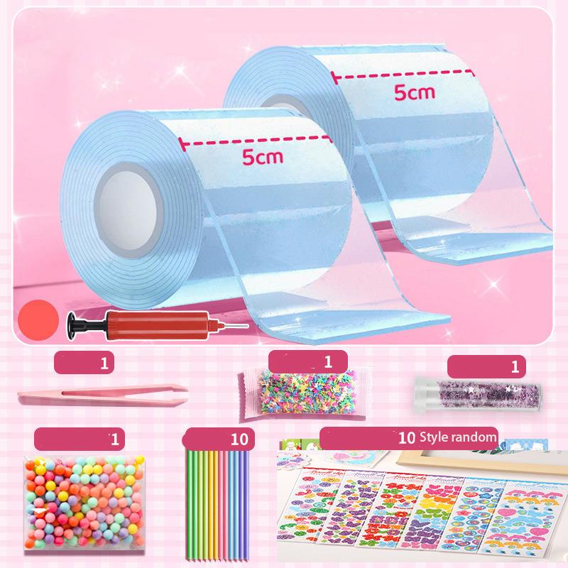 Pegamento Nano PET para amasar música, burbujas que soplan, juego completo de Nano cinta, pasta de doble cara, juguetes de descompresión de burbujas, pegatina: Rojo