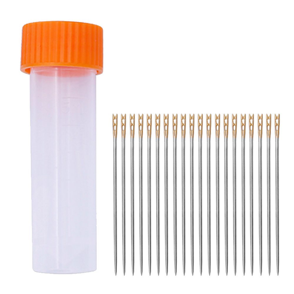 LMDZ 20 piezas agujas de coser para ancianos, con agujero lateral, para enhebrar, ropa DIY para el hogar, herramientas de tejido de costura con botella