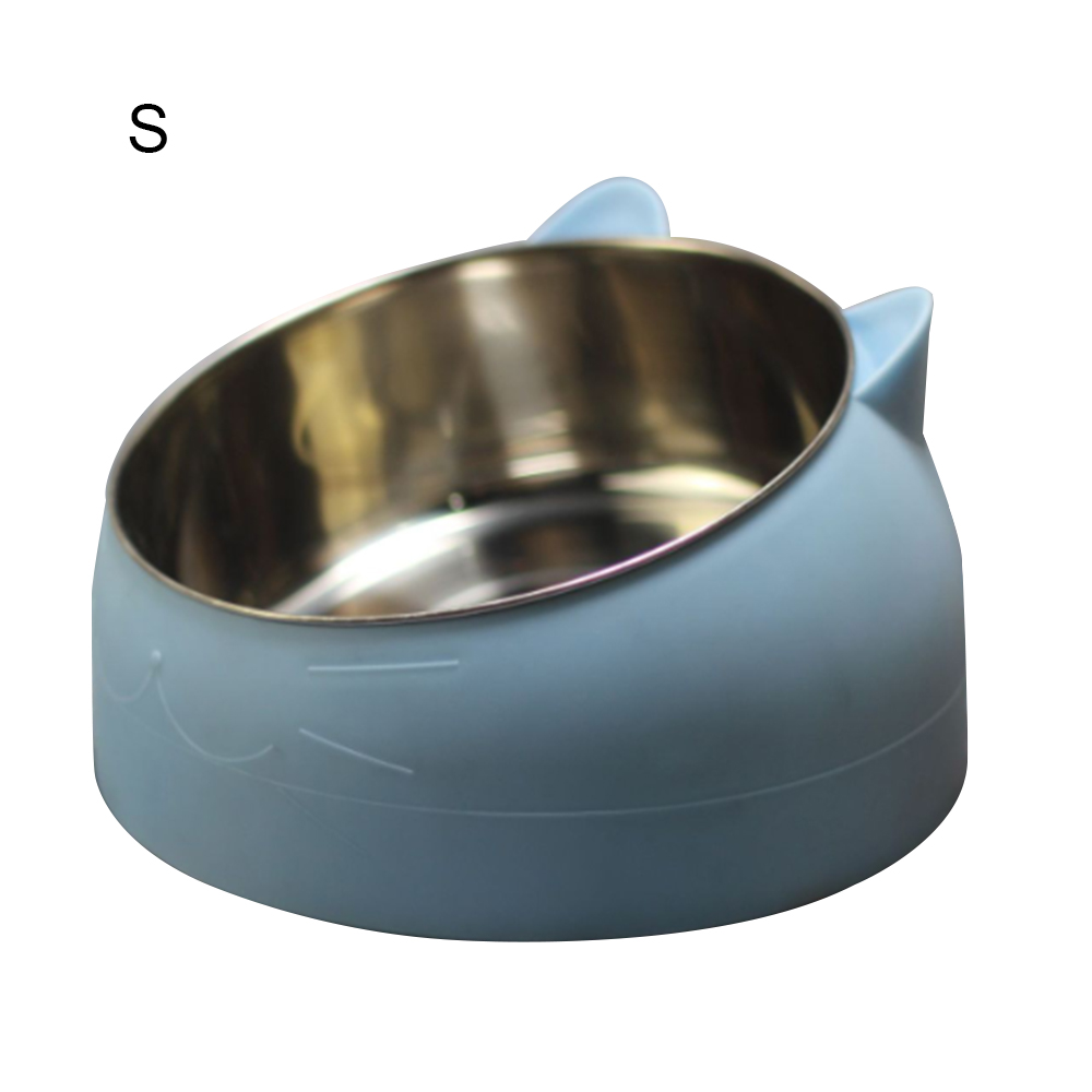 15 graden gekantelde voerbak voor katten, roestvrij staal, antislip voerbak voor huisdieren, anti-val, anti-bijtbak voor honden, gereedschap en benodigdheden: Blauw / Ik