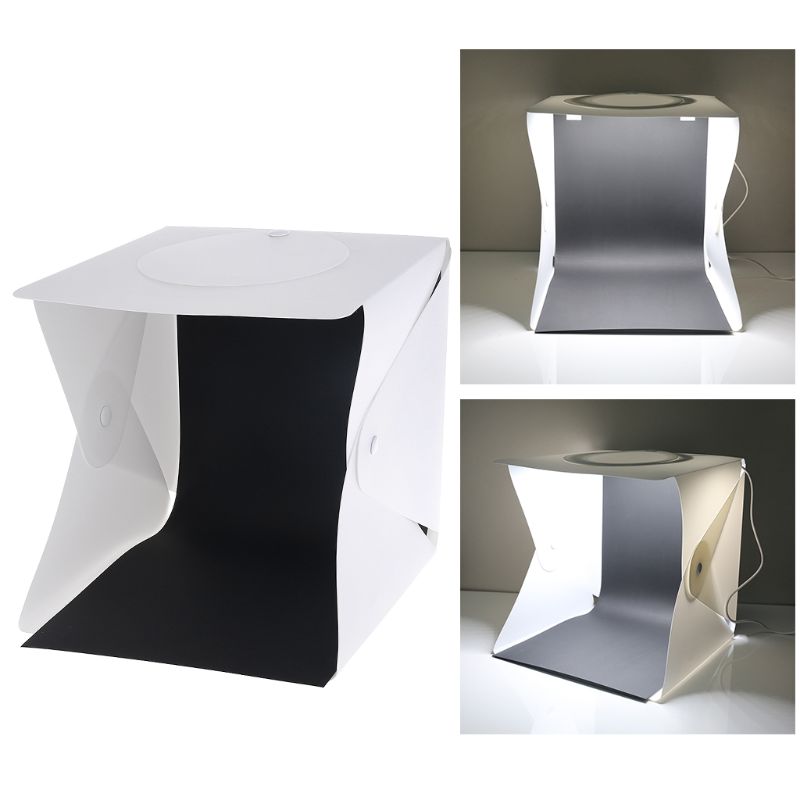 1 conjunto de tiro caixa luz dobrável mini foto lightbox tenda pode ser escurecido mesa fotografia softbox com 4 cor backdrops