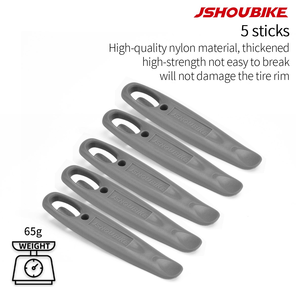 JSHOUBIKE-palanca de llanta de nailon para bicicleta, herramienta de reparación de rueda ultraligera, cuchara de neumático de bicicleta de montaña y carretera, accesorios de freno de ciclismo: 5 sticks