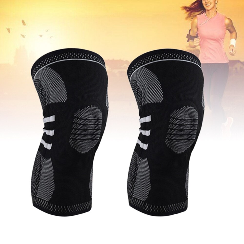 Enkele Nylon Absorberende Elastische Knie Ondersteuning Braces Voor Wandelen Voetbal Basketbal Outdoor Activiteiten: Black