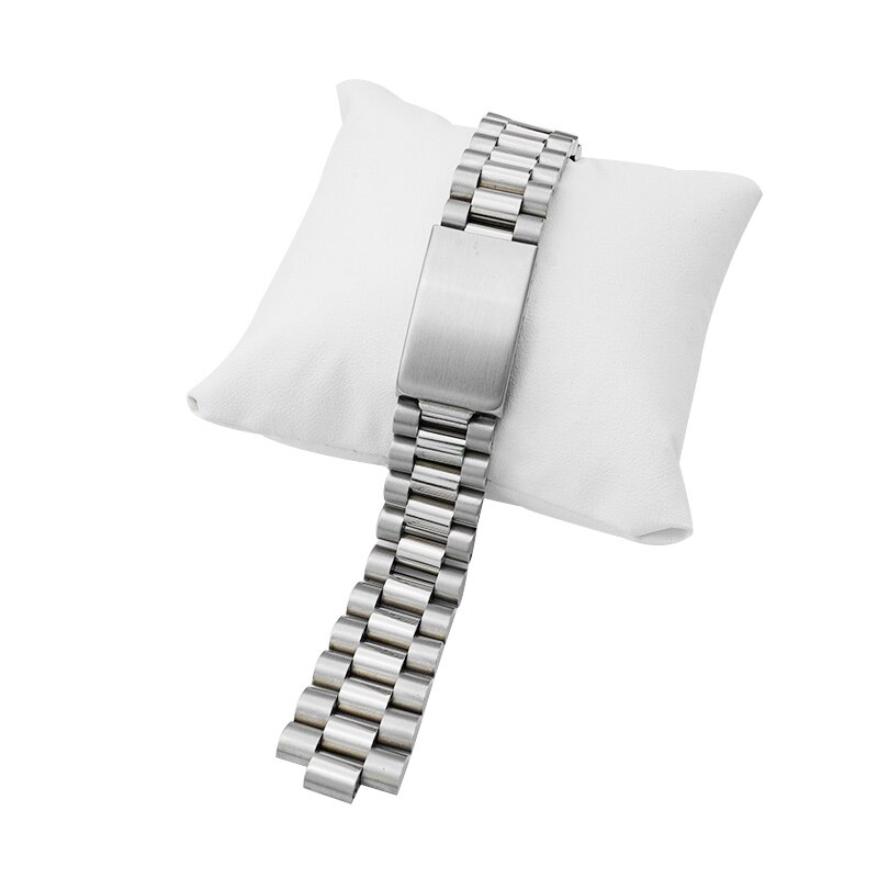 18mm 20mm brosse polonais solide en acier inoxydable président montre bracelet bande extrémité incurvée