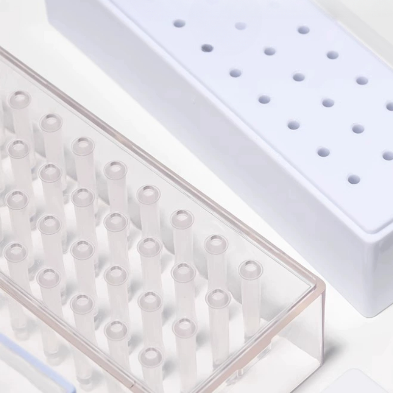 Transparent 48holes Nail Drill Bits Storage Box Empty Clear Box Nail Drill Display Stand Manicure Accessoy Tools