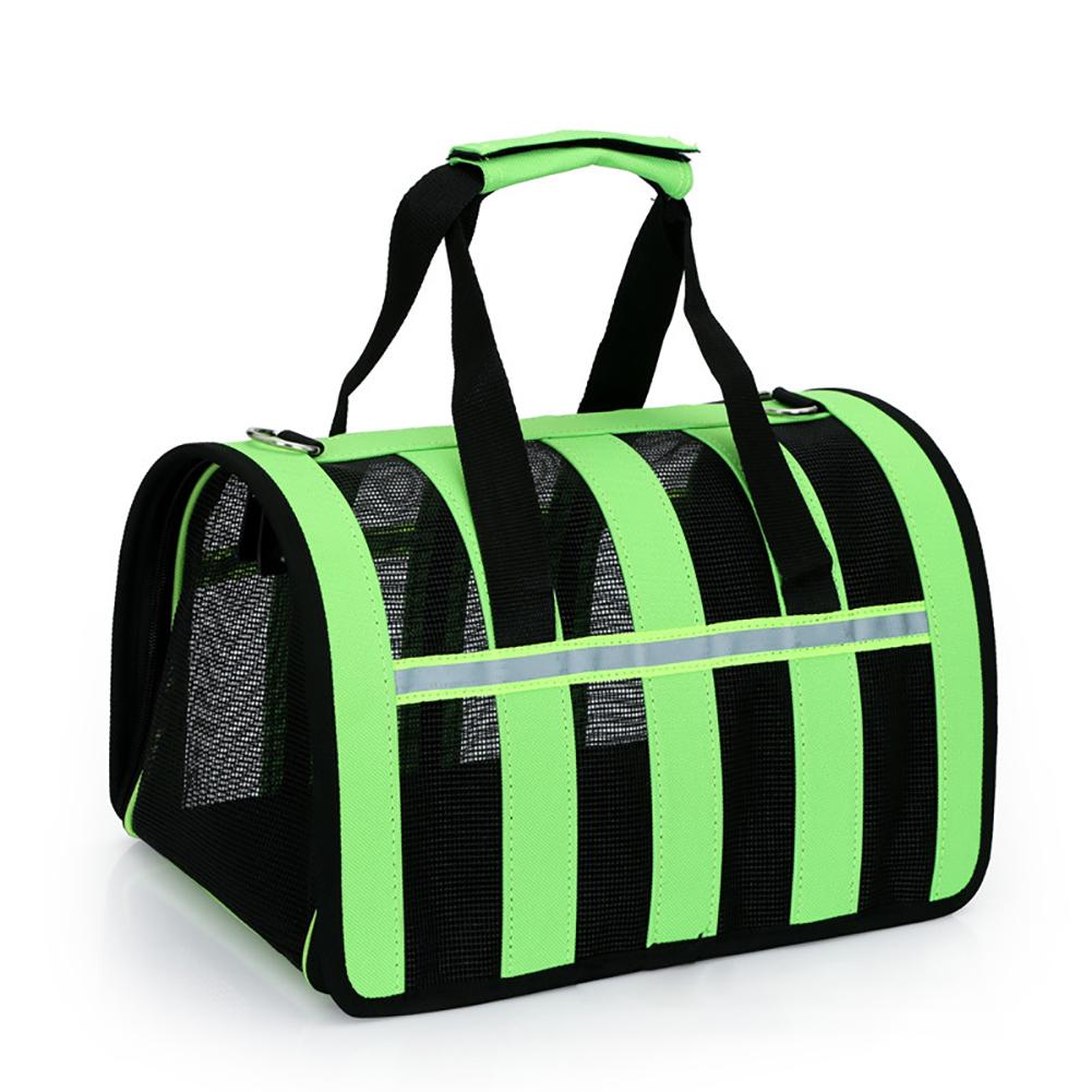 Dubbelzijdige, opvouwbare, ademende mesh katten- en hondentas, uitgaande, draagbare, transparante, ademende tas, reistas, draagtassen voor puppy's: Groente / Ik