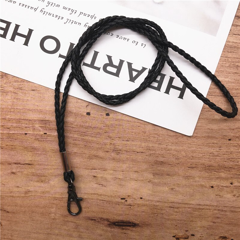 10pcs/lot Neck Lanyard Braided Necklace String Strap for Student Staff Work Card Holder USB Holder ID Pass Card Badge Holder: black 02 10pcs