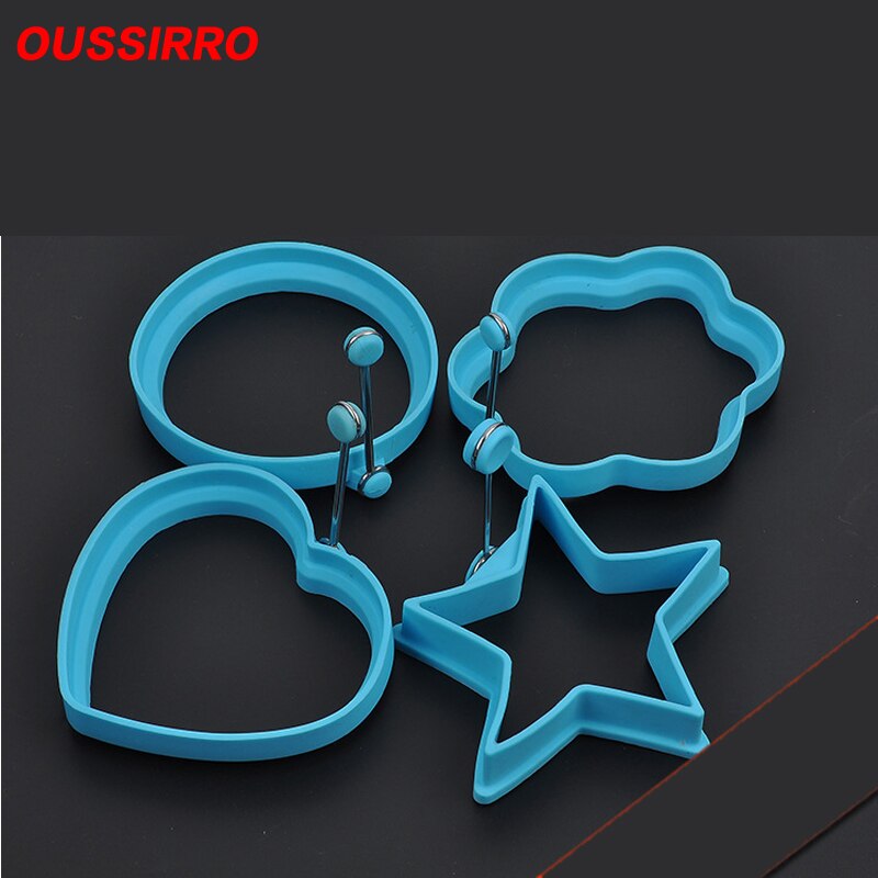 Four Piece Kitchen Utensil High Temperature Food Grade Silica Fried Egg Mould With Handle Suit Kitchen Accessories