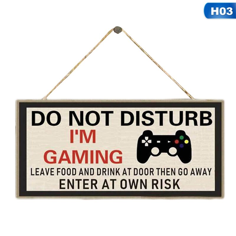 Wooden Door Hanging Sign Ornament Funny Keep Out Gamer At Play Decoration for Home Wooden Pendants: H03